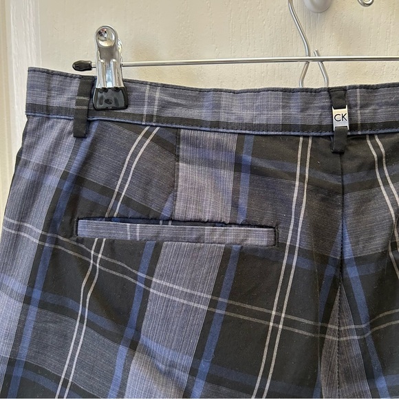 Calvin Klein Men's Plaid Flat Front Chino Shorts Black Blue and Gray Size 32 - Picture 5 of 12